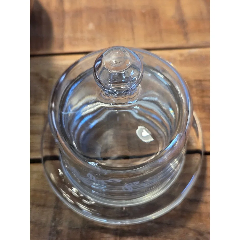 Vintage Princess House Heritage crystal Butter Dish Dome Etched‎ Floral Design